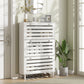 Narrow Shoe Storage Cabinet, 3 Flip Drawers, Adjustable Shelves, 18-24 Pairs Capacity, White