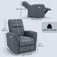 Power Recliner Chair, Fabric Upholstered Recliner Chair with USB Ports, Footrest, Charcoal Grey