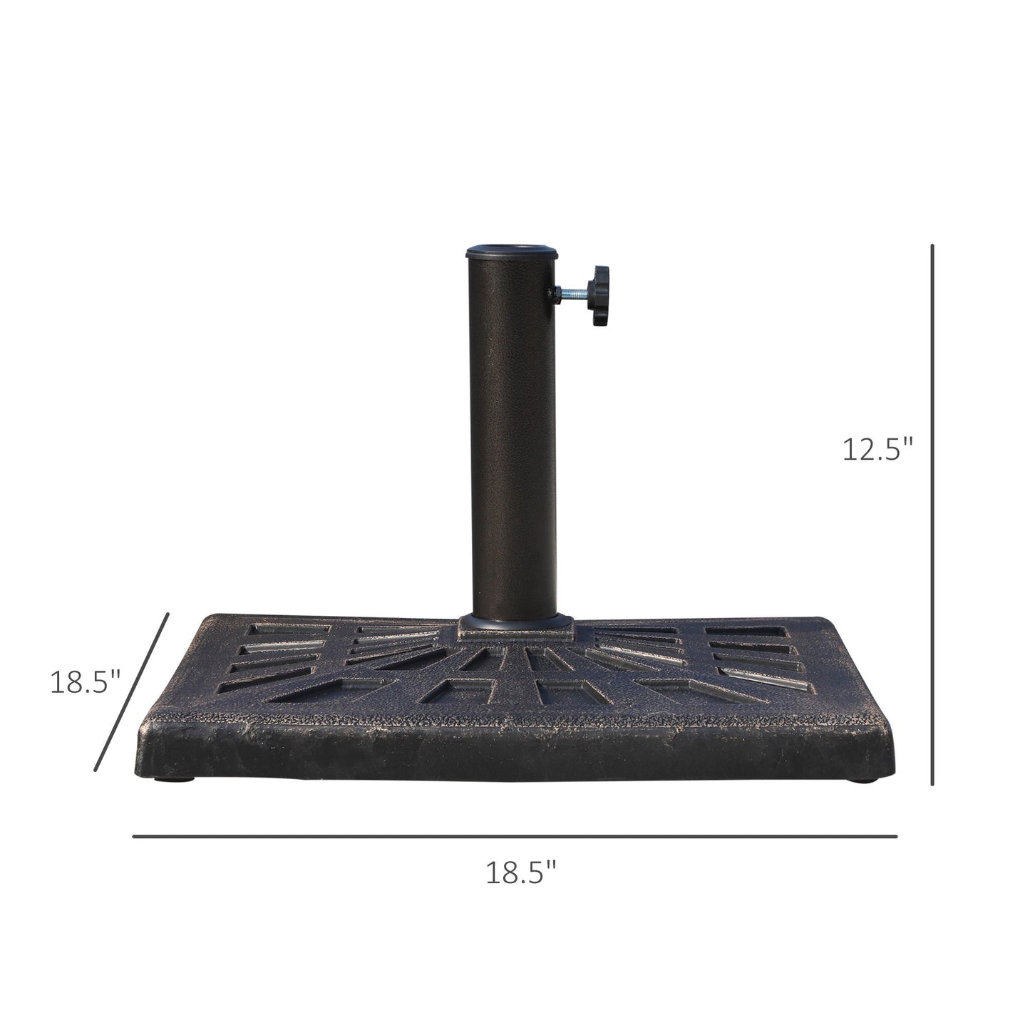 18.5" Square Patio Umbrella Base, Outdoor Resin Parasol Stand Market Umbrella Holder Deck - Bronze