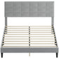 Queen Size Bed Frame with Upholstered Headboard, Modern Platform Bed Frame with Wood Slats, 1100 lbs Capacity, Grey