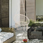 Patio Hammock Chair, Hanging Rope Hammock Swing for Indoor & Outdoor Use with Backrest, Cotton-Polyester Blend, Fringe Tassels, Cream White