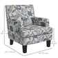 Floral Mid-Century Accent Chair with Nailhead Trim - Multicolour