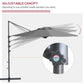 10 FT Cantilever Umbrella, Aluminum Hanging Offset Umbrella with 360°Rotation, Crank, Tilt, Cross Base, Grey