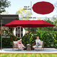 15' Outdoor Patio Umbrella with Twin Canopy Sunshade Steel Table Umbrella with Lift Crank, Cross base, Sandbag, Wine Red