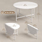 Folding Dining Table for 3-6 People, 47" Round Drop Leaf Kitchen Table with Steel Frame, White