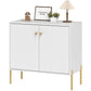 Coffee Bar Buffet Cabinet with Fluted Doors - White
