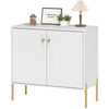 Coffee Bar Buffet Cabinet with Fluted Doors - White