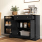 Modern Sideboard Cabinet, 41" Kitchen Buffet Cabinet with Drawer, Adjustable Shelf, 3 Doors for Dining Room, Black