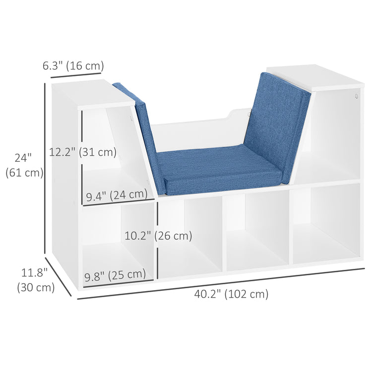 6-Cubby Bookcase with Reading Nook Cushion