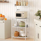 Kitchen Baker's Rack with Power Outlet, Coffee Bar Station with Adjustable Shelves and Hooks, Distressed White
