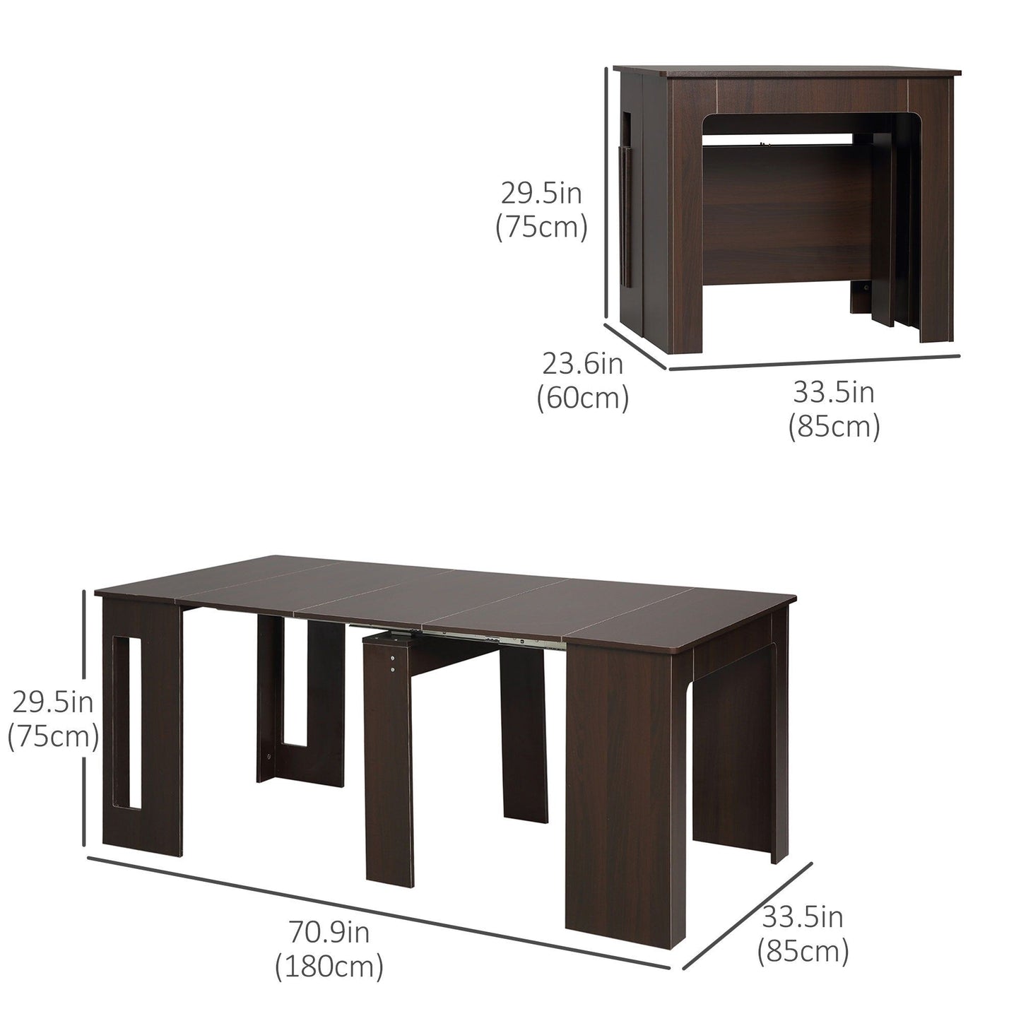 Extendable Dining Table Seats 6 - Dark Brown