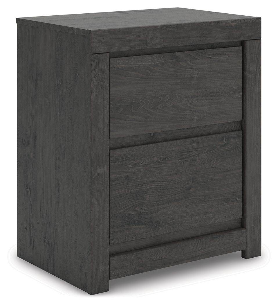 Fraluna - Two Drawer Night Stand - Charcoal