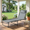 Folding Lounge Chair, Adjustable Chaise Lounge with Headrest, Reclining Lounger Cot for Camping, Hiking, Light Grey
