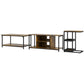 Living Room Furniture Set, Industrial Living Room Tables and TV Stand for 55" TVs, 2-tier Coffee Table and C-shaped Side Table with Storage Shelves, Rustic Brown