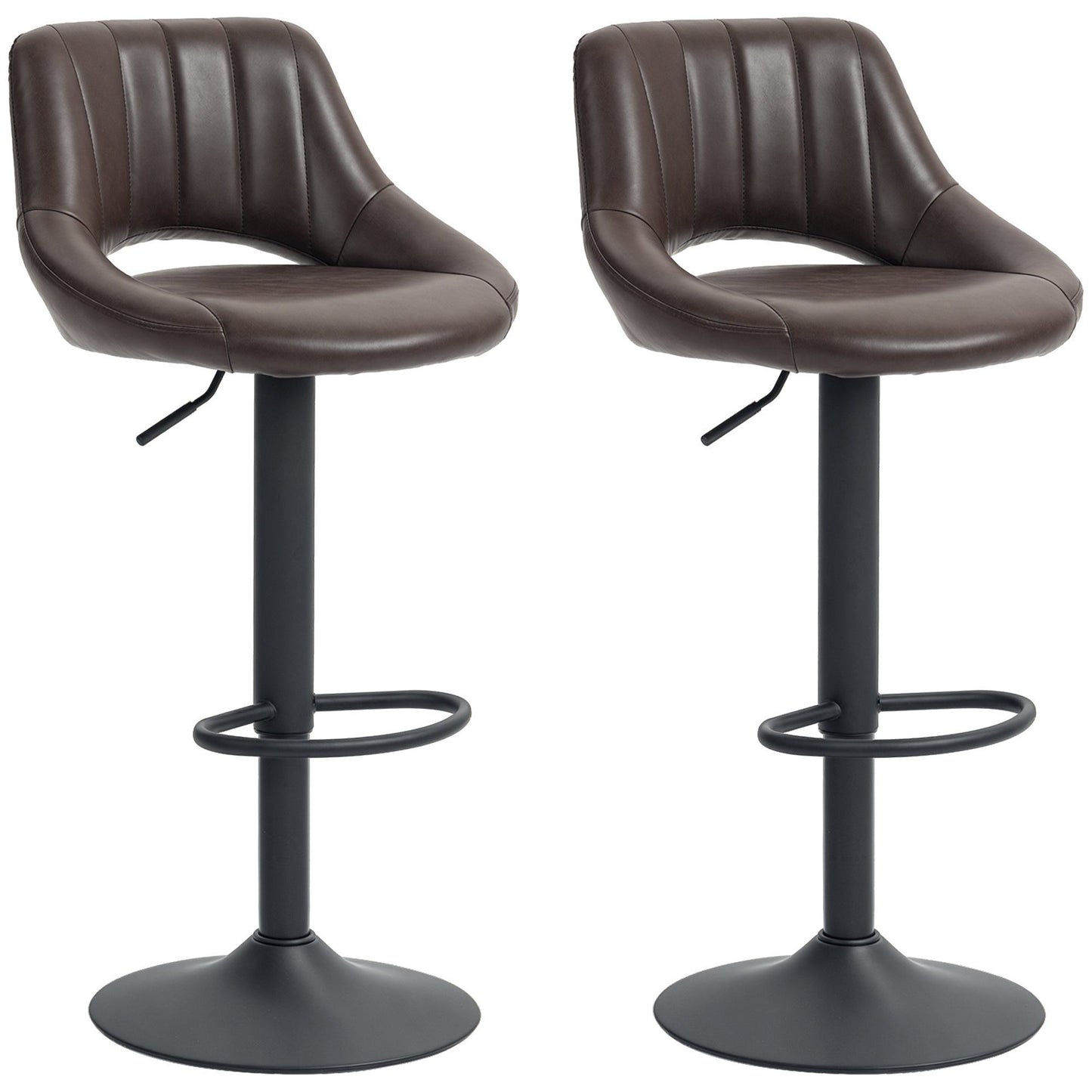 Faux Leather Swivel Bar Stools Set of 2 - Brown