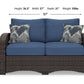 Windglow - Blue / Brown - Loveseat With Cushion