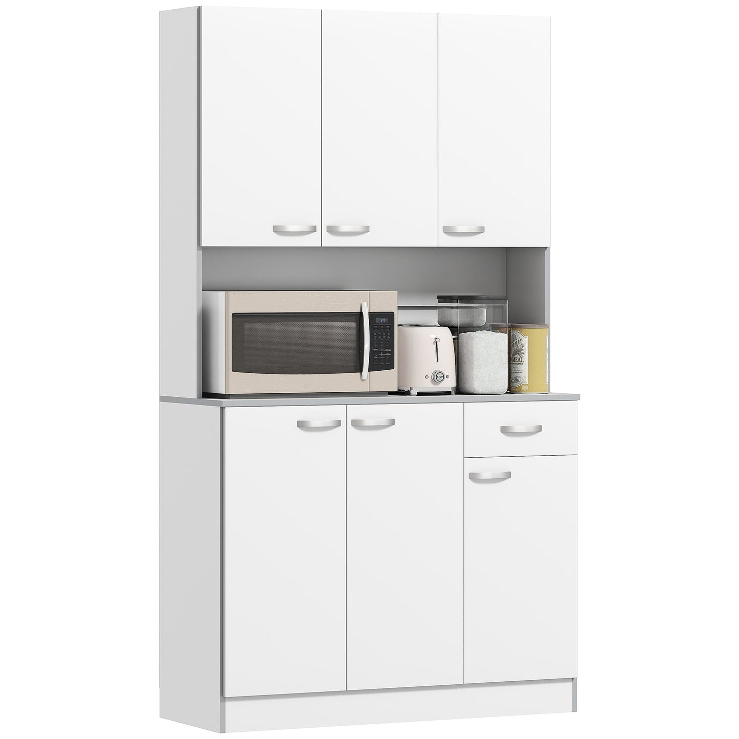 71" Buffet with Hutch and Microwave Stand - White