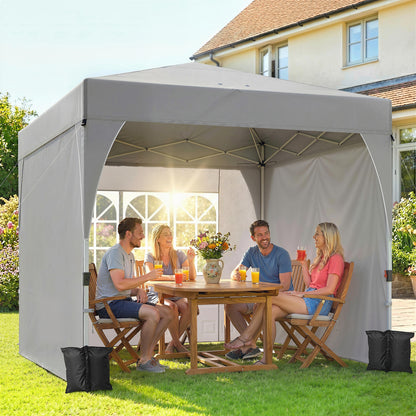 9.6' x 9.6' Light Grey Pop-Up Canopy Tent with 3 Sidewalls