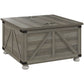Farmhouse Coffee Table, Square Center Table with Flip-top Lids, Hidden Storage Compartment and Wooden Legs, Distressed Grey