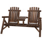 Wood Adirondack Patio Chair Bench with Center Coffee Table, for Lounging and Relaxing Outdoors Carbonized