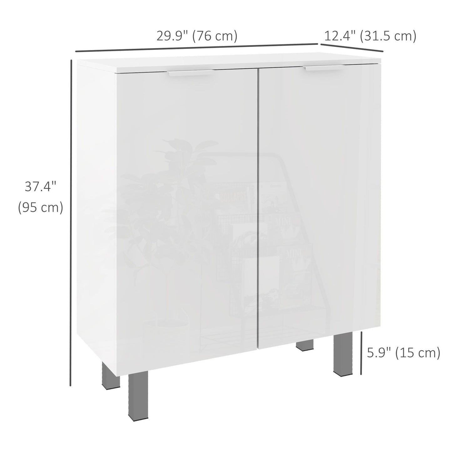 Shoe Cabinet, Shoe Storage Cabinet with Soft-Close Hinges and Adjustable Shelves, Holds 15-20 Pairs, High Gloss White