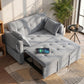 3-in-1 Convertible Sofa Bed, Pull-Out Sleeper Sofa with USB Charging, Adjustable Backrest and Side Pockets, Light Grey
