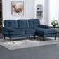 Tufted Corner Sofa with Right Chaise - Navy Blue
