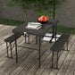 Folding Picnic Table with 2 Benches, 3-Piece Portable Outdoor Picnic Table Bench Set for 4, Patio Dining Table Set with Plastic Top, Steel Frame for Garden, Dark Grey