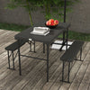 Folding Picnic Table with 2 Benches, 3-Piece Portable Outdoor Picnic Table Bench Set for 4, Patio Dining Table Set with Plastic Top, Steel Frame for Garden, Dark Grey