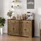Sideboard Cabinet with 2 Drawers & 4 Barn Doors - Light Brown