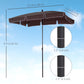 6.5x4ft Rectangle Patio Umbrella Aluminum Tilt Adjustable Garden Parasol Sun Shade Outdoor Canopy Coffee