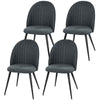 Velvet Dining Chairs Set of 4 with Steel Legs - Dark Grey