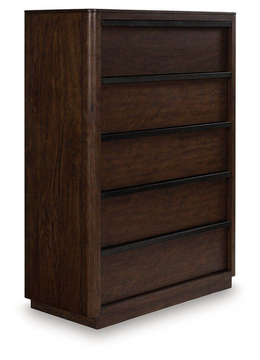 Dilenno - Dark Brown - Five Drawer Chest - Forward Furniture