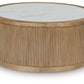 Camdill - Round Cocktail Table - Light Brown / White