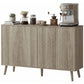 Fluted Buffet Cabinet with Adjustable Shelves - Light Grey
