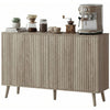 Fluted Buffet Cabinet with Adjustable Shelves - Light Grey