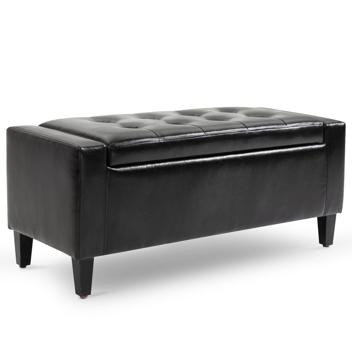 Tufted Storage Ottoman Bench - Black