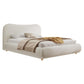 Queen Size Upholstered Platform Bed with Smooth Curved Headboard, Sturdy Bed Frame with Reinforced Slats, 86'' L x 65'' W x 34'' H, White