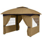 11' x 11' Outdoor Gazebo, Double Roof Patio Gazebo Canopy with Curtains, Church Windows, Galvanised Steel Frame, Beige