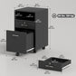 Small Filing Cabinet with 2 Drawers, Lockable Home Office Storage Cabinets on Wheels for A4, Letter Size, Black