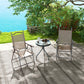 2 Pieces Folding Patio Camping Chairs Set, Sports Chairs for Adults with Armrest, Mesh Fabric Seat for Lawn
