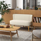 Modern 2 Seat Sofa for Bedroom, Upholstered Two Seater Couch with Rubber Wood Legs, Cream White