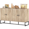 Sideboard TV Stand Buffet Cabinet with Steel Base - Oak