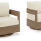 Serene Bay - Swivel Glider Chair With Cushion - Dark Brown / White