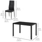 5-Piece Glass Dining Set with Faux Leather Chairs - Black