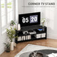 Corner TV Stand, Modern TV Table with 2 Open Shelves for 47 Inch TV, Entertainment Center for Living Room, Black