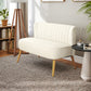 Modern 2 Seat Sofa for Bedroom, Upholstered Two Seater Couch with Rubber Wood Legs, Cream White