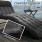 Folding Lounge Chair with 4-level Reclining Back & Cushion, Dark Grey