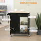 Rolling Kitchen Cart with Wood Top and Drawer, Kitchen Island on Wheels for Dining Room, Black