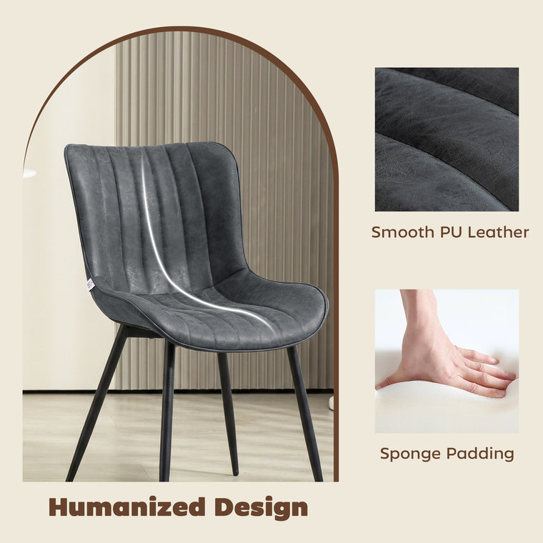 PU Leather Dining Chairs Set of 4 with Steel Legs